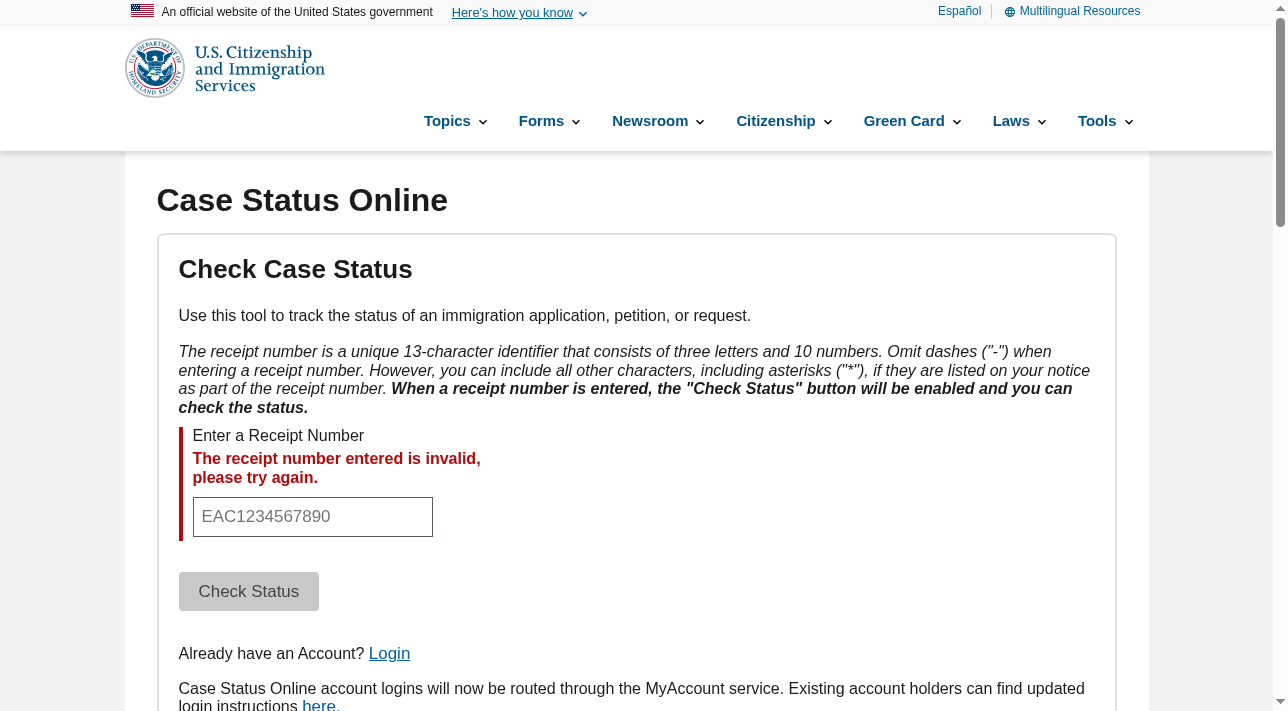 check-case-status — screenshot 3 of 3